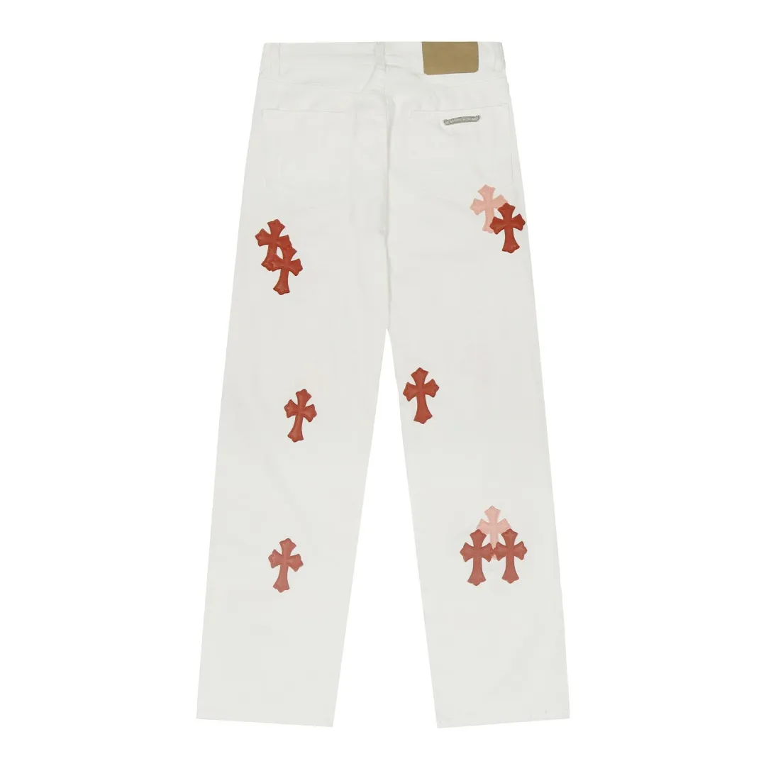 P256 Actual photo [High quality] Coding: LH282 Color: Picture color Size: S to XXXL - Chrome Hearts/Chrome Hearts Classic white cow series colored leather cross washed color fabric unisex denim trousers - Vibe style straight stacked god-level version - Carbon fine bias denim color cloth - Old vintage complete set of hardware - Chrome Hearts white cow series The high version uses high-ounce custom fabrics, enzyme washing and soft color fixation It is soft and thick to wear. The details are all made by hand-polished craftsmanship. All-over jacquard fabrics. Unique design style. Multiple processes to create a full retro feel. Niche unique non-colliding shirts. Customized distressed spray-painted buttons. Craftsmanship in every detail. Size Pants length Waist Hips Unit cm S 98 68 100 M 99 72 104 L 100 76 108 XL 101 80 112 XXL 102 84 116 XXL 103 88 120